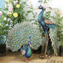 American country retro wrought iron large peacock floor decoration Balcony garden living room courtyard shop creative decoration