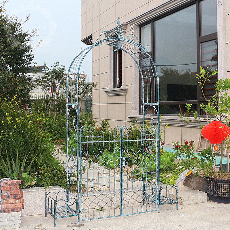American country retro wrought iron flower arch garden terrace courtyard decoration wrought iron rose climbing rattan arch flower stand - Taobao