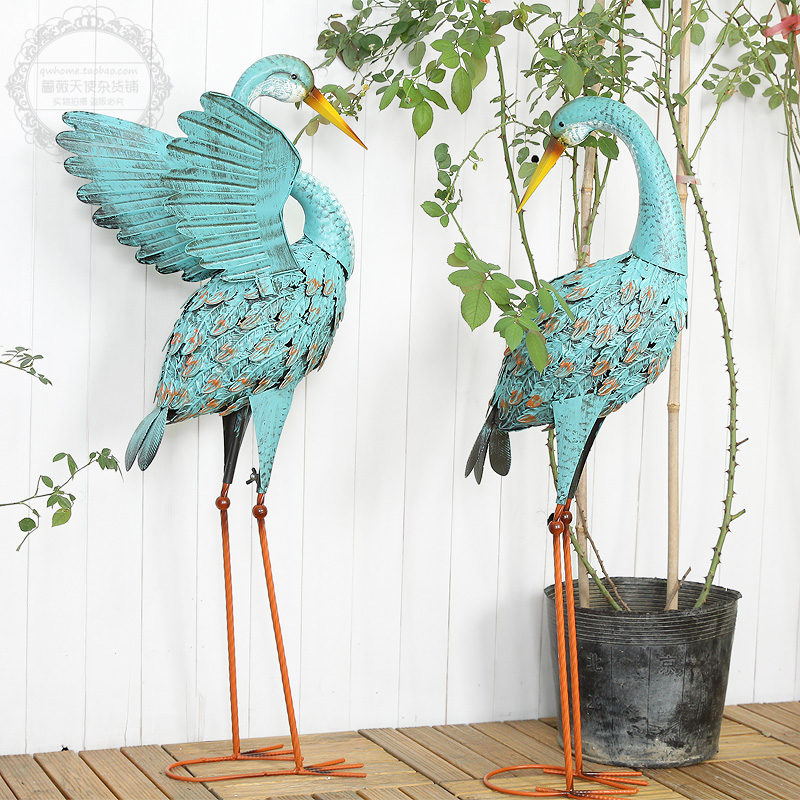 American Countryside Retro Iron Art Blue Fire Bird Swing Piece Balcony Garden Terrace Patio Outdoor Decoration Furnishing