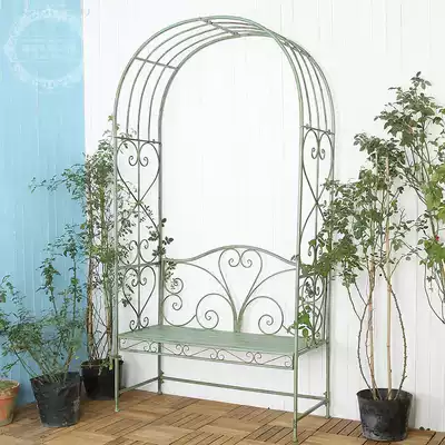 Outdoor chair Leisure wrought iron with seat arch Garden balcony storage Courtyard flower rack Seasonal climbing pergola