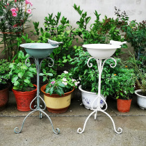 Outdoor wrought iron retro ground-mounted bird feeder balcony garden courtyard fleshy flower pot bird flower stand climbing vine stand