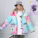 GENANX Lightning Trendy Brand Hooded Coat Coat for Men Rainbow Candy Color Cool Letter Print Couple Thick Cotton Jacket