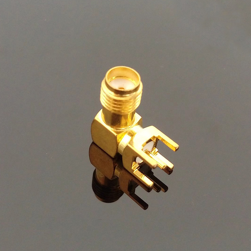 康威科技高频连接器SMA-KWE 外螺内孔正脚天线座弯头射频连接器