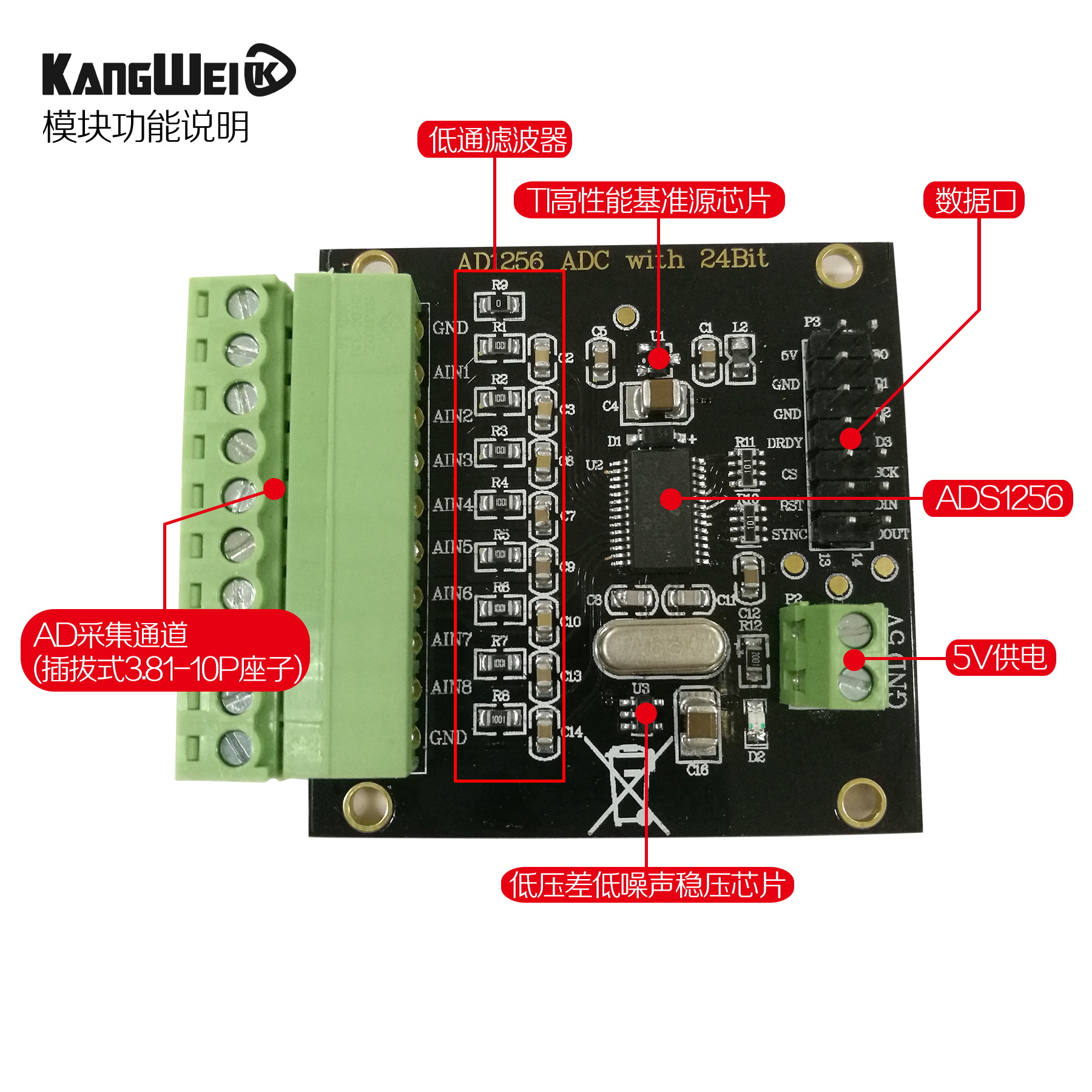 ADS1256 24 bit ADC AD module High precision ADC acquisition Data