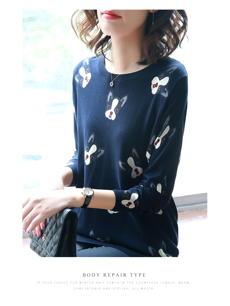 Áo len cổ lọ dài tay cổ tròn của Sh Shili mùa thu 2018 áo sơ mi nữ mới phiên bản Hàn Quốc của áo thun áo len cardigan