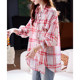 Boucherry mid-length embroidered plaid shirt