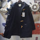 Japanese soft girl Harajuku style retro letter patch large pocket horn buckle hooded clip cotton wool coat coat female