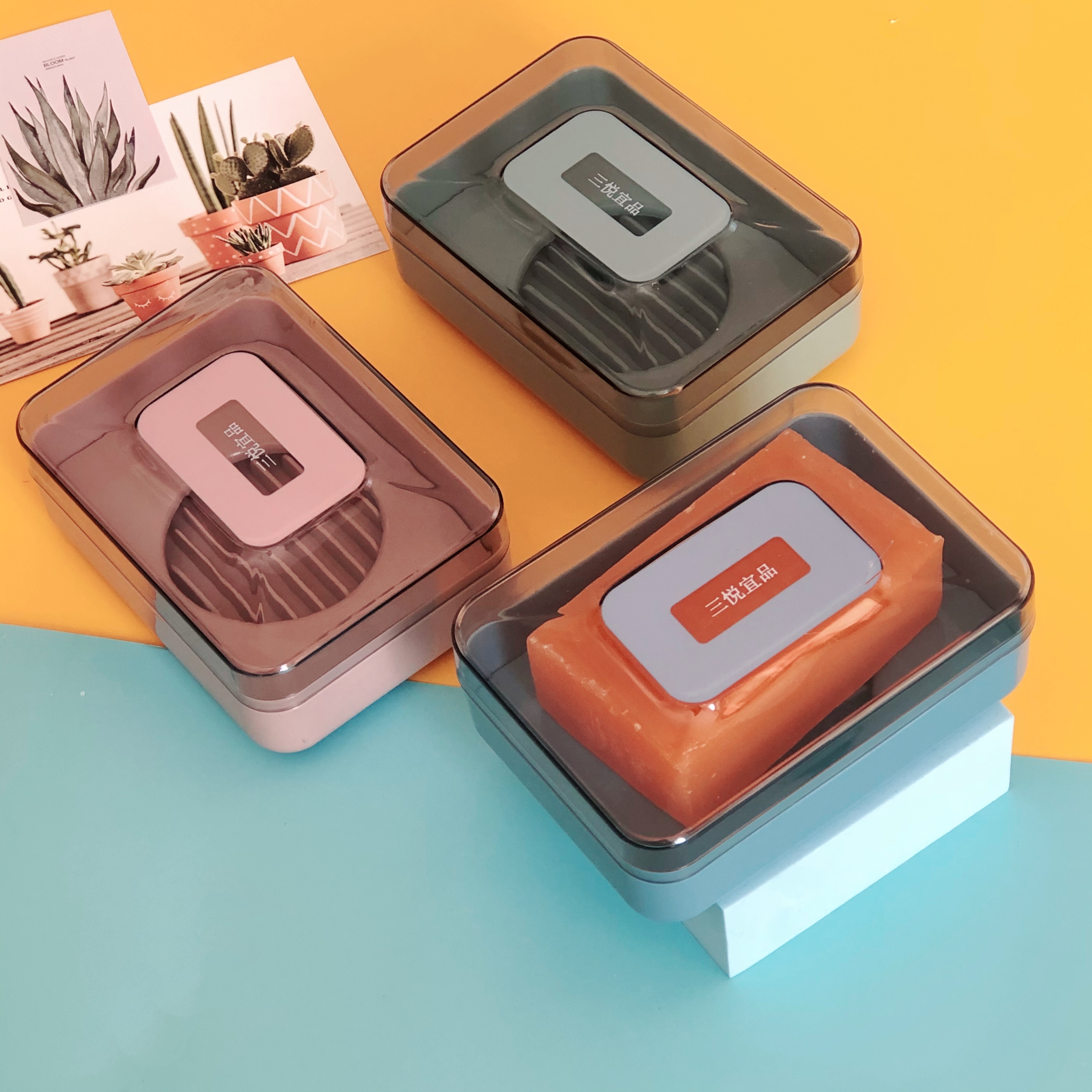 New style soap box rack with lid double-layer soap rack European-style soap box bathroom soap box draining water box