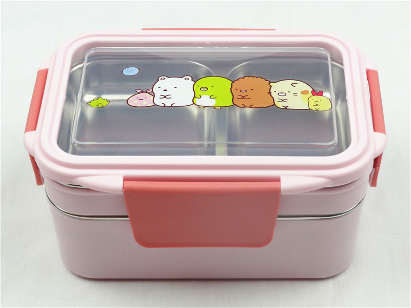 304 stainless steel insulation lunch box students adult convenience lunch box separates the plate with cover seal double layer