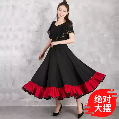 Color-setting big dress temperament long dress modern dance practice dress social dance dress square long skirt custom C- 003