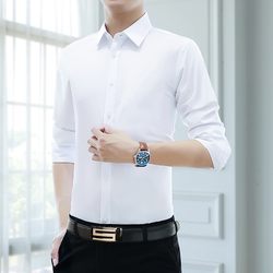 High -grade long -sleeved long -sleeved shirt male spring and autumn cotton comfortable men's business casual white shirt workers professional clothing