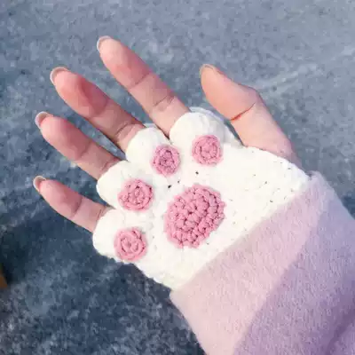 Cat claw gloves half-finger DIY hand-woven self-made material package wool cute autumn and winter 2020 new wild