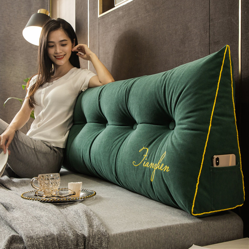 Bedside cushion large backrest tatami soft bag sofa waist backrest cushion double bed triangle pillow removable and washable
