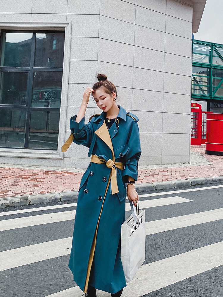 Lecea Alice Coat Women's 2021 Autumn New Contrast Design Sense Minor Coat Women's Long Edition