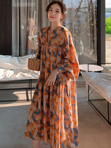 Lecea Alice Law Style Broken Floral Dress 2022 Spring New Loose With a Knee Big Hem Skirt