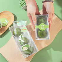 Green group transparent packaging box 2 grain 4 clothes egg yolk crisp paper box Qingming fruit waist seal edge sticker baking hand bag