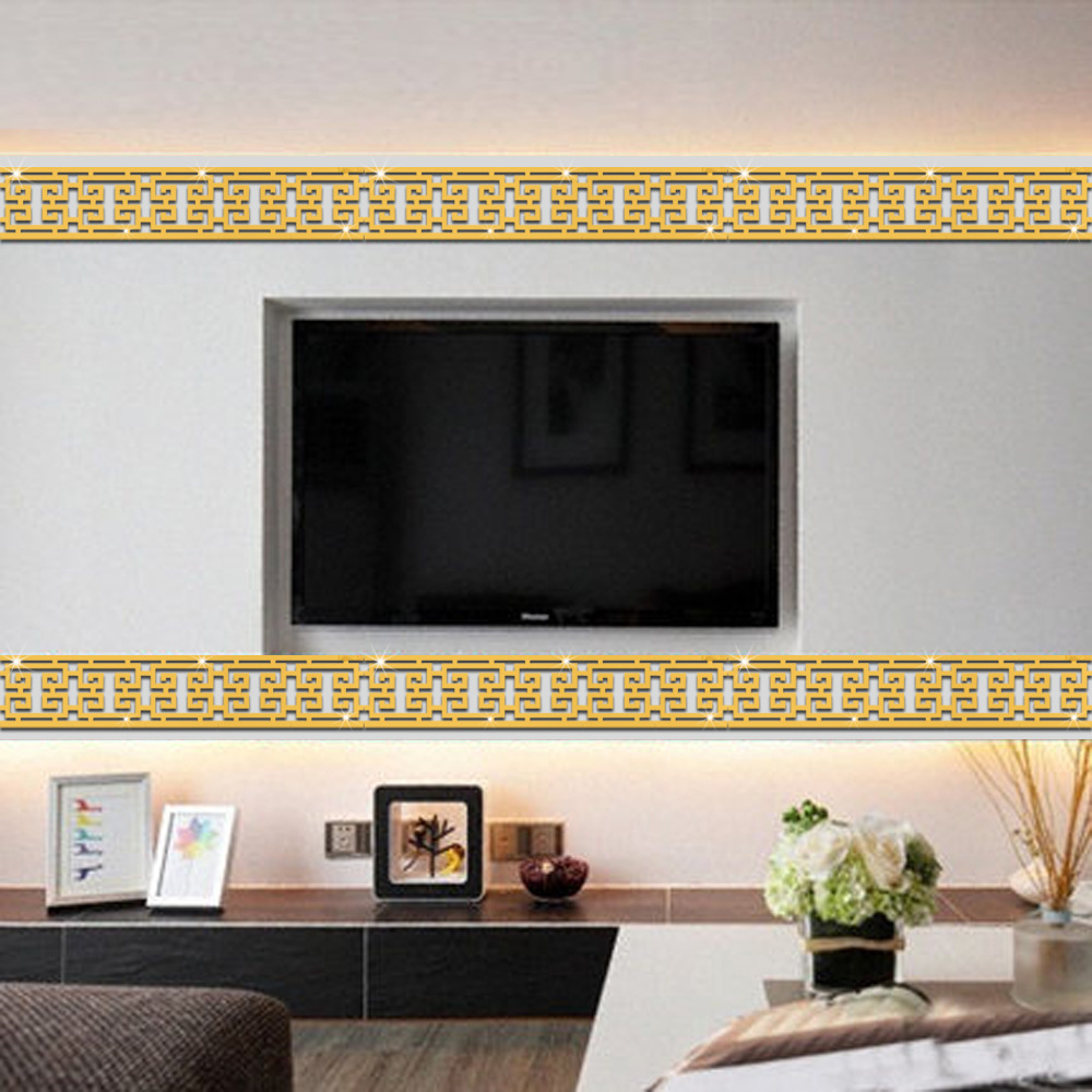 tivi oled Gương acrylic rỗng eo dòng tường sticker tự dính TV nền tường gương khung trần dải trang trí tự tải - TV tivi lg 32 inch
