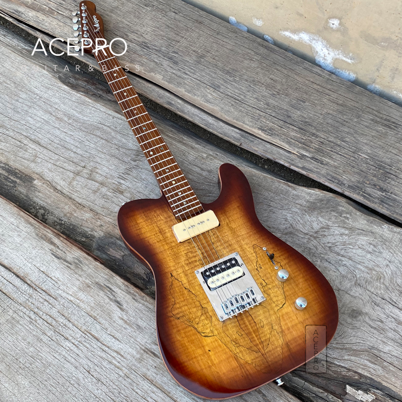 Acepro AE-204 electric guitar student novice introductory electronic guitar charcoal grilled maple abalone shell inlay