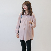 Pregnant Woman Shirt Spring Autumn Long Sleeves Short loose Big code Fashion Commute Professional Shirt Pure Cotton Pregnant Woman Autumn Clothing