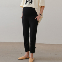 Pregnant Woman Pants Spring Outwear Black High Waist Totbelly Open Fork Pants Feet Horn Pregnant Fashion Pregnant Woman 90% Pants
