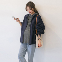 Pregnant Woman Coat Spring Autumn Money Loose Korean version Big code Belly Belly short Pregnancy Woman Dress Casual Tooling Jacket Autumn Winter