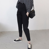 Pregnant womens pants spring and autumn 2021 new casual pants large size black thin all-match pregnant womens pants spring and autumn wear