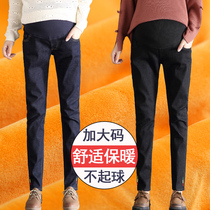 Pregnant womens trousers wear stylish jeans small straight tube in autumn and winter plus bottom pair loose fat