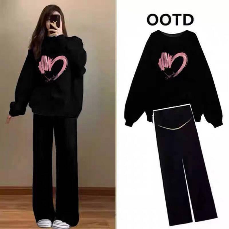 Autumn and Winter Maternity Outfit with Fleece Lining, Warm Maternity Pants, Maternity Sweatshirt, Loose Fit, Plus Size 100kg