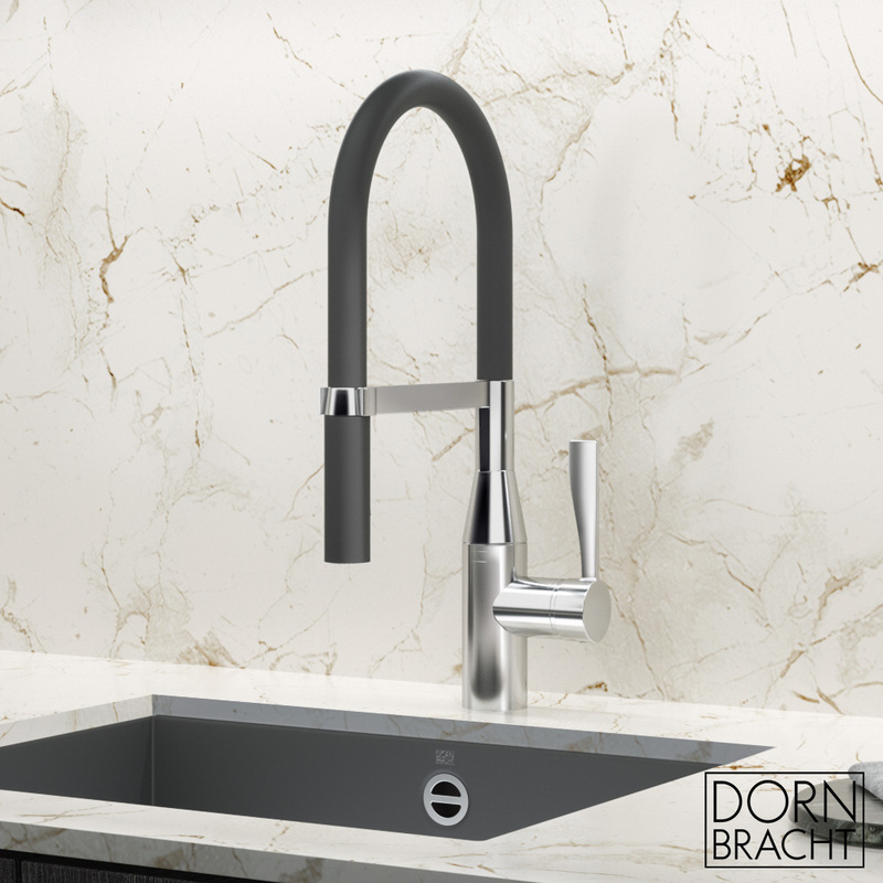 Dornbracht German Contemporary Tara Ultra Pull-Out 33870875 Single-Handle Kitchen Faucet