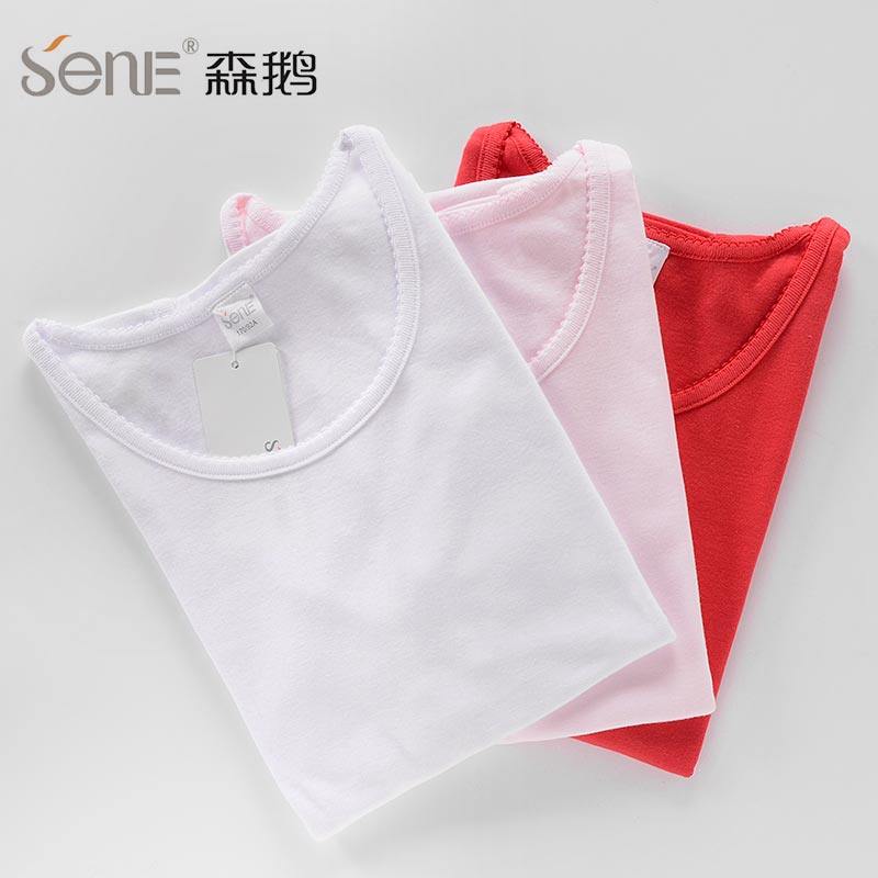 Sen Goose Pure Cotton Vest Woman Style Round Collar Loose Pure Color Underwear Mom Sweatshirt 25001