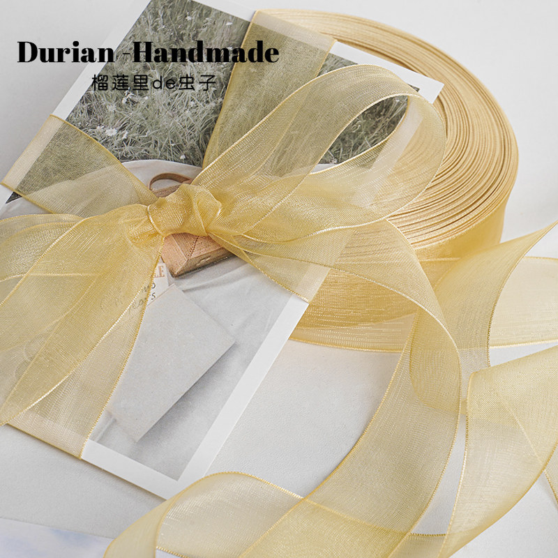 2 5cm thick edge yarn snow gauze belt handmade diy hair accessories hair clip bow ribbon holiday gift box decoration ribbon