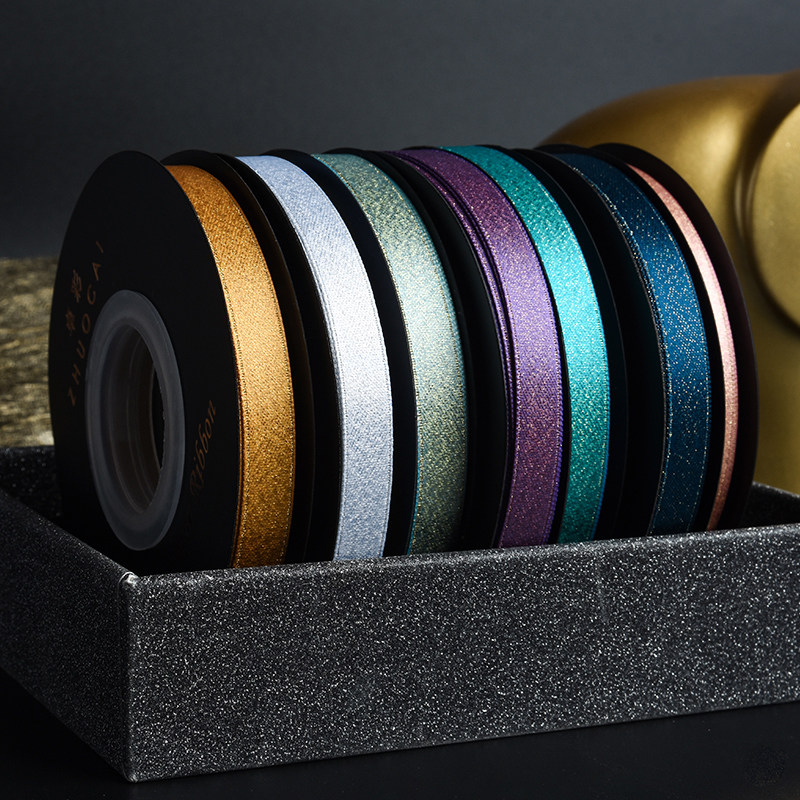 Light Extravagant Ribbon Diy Handmade Satin Hair Accessories Baking Cake Gift Festive Floral Decoration Fine Sparkling Ribbon 1 cm