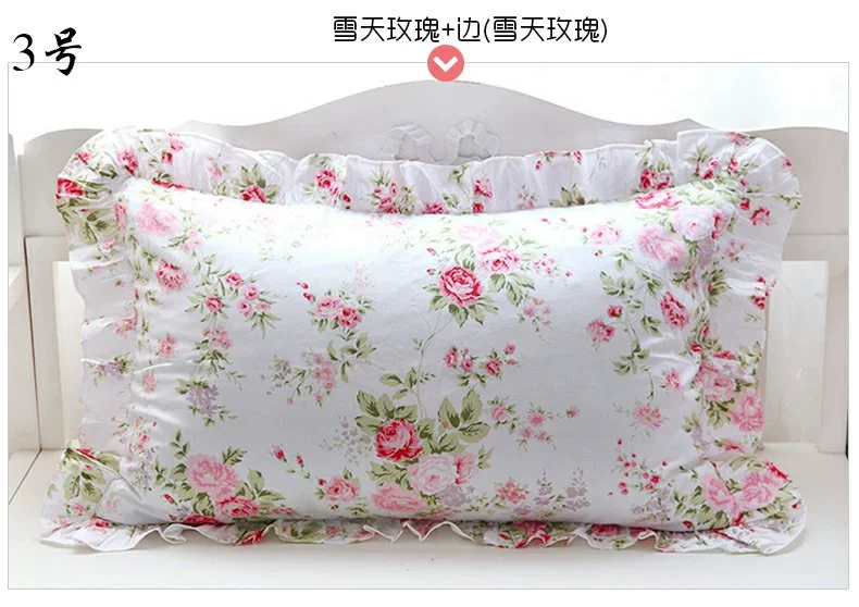 Angel Yaer cotton bên gối gối phong cách Hàn Quốc mục vụ in hoa gối đặt sen lá ren đơn - Gối trường hợp gối cho mẹ bầu