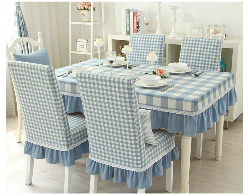 Vải bảng vải che ghế đặt bàn tròn đặt vườn tươi dày bông kẻ sọc Mỹ hiện đại vải che hồ màu xanh khăn trải bàn ăn chống thấm