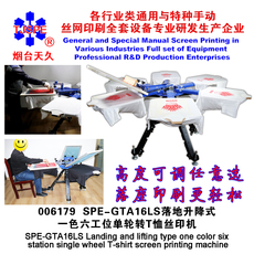 Экран печатная машина 烟台天久006179spe-ga16网框固定型一色六工位单轮转t恤丝印机