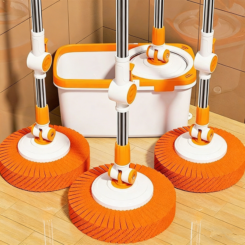 360 °   Rotating Hands-Free Mop with Thickened Mop Cloth, Strong Water Absorption, Household Use, One-Step Cleaning, Dual-Use for Dry and Wet