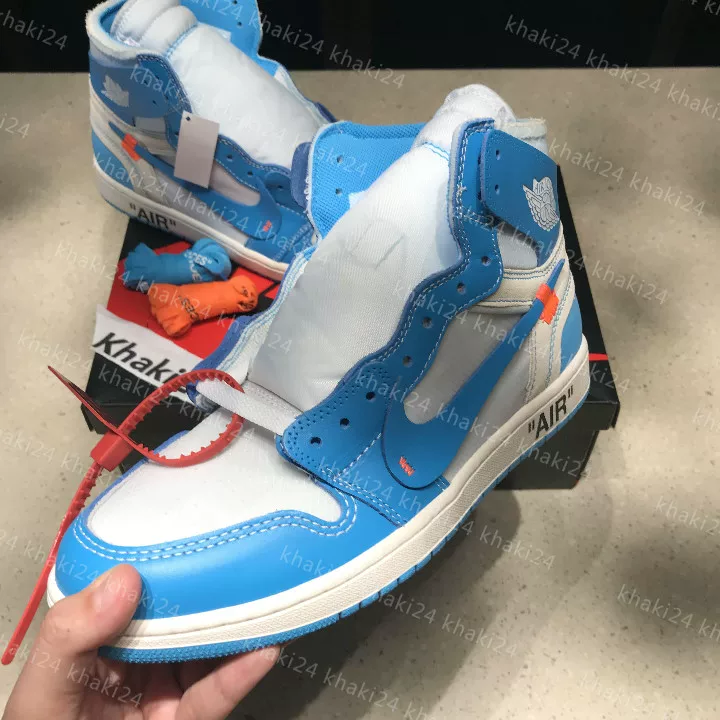 [Khaki24 Air Jordan 1 AJ1OW联名北卡蓝球鞋Off White AQ0818-148]