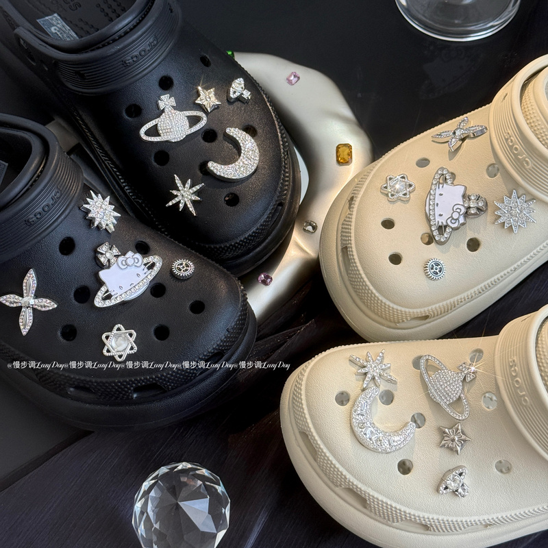 Original Design of the "Shining Star and Moon" Set of Crocs Shoe Accessories with a High-End Feel
