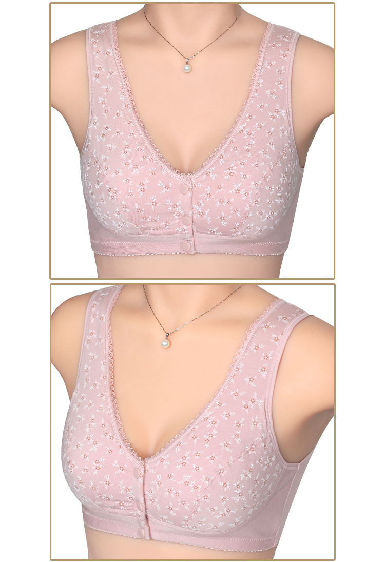 Mẹ đồ lót bra nữ cotton cũ người đàn ông trung niên không có vòng thép phía trước khóa trung niên kích thước lớn vest phong cách phổ quát quần lọt khe