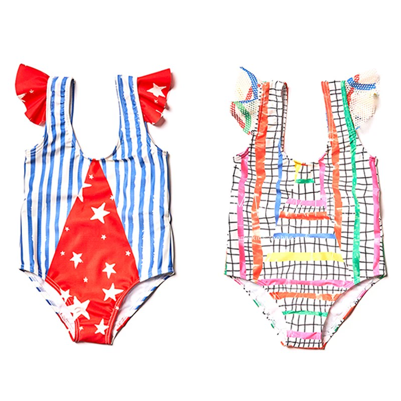 MMW KIDS Noe Zoe 20 Spring / Summer New Girls Olympic Màu tương phản Áo tắm Chống tia UV SPF50 - Đồ bơi trẻ em