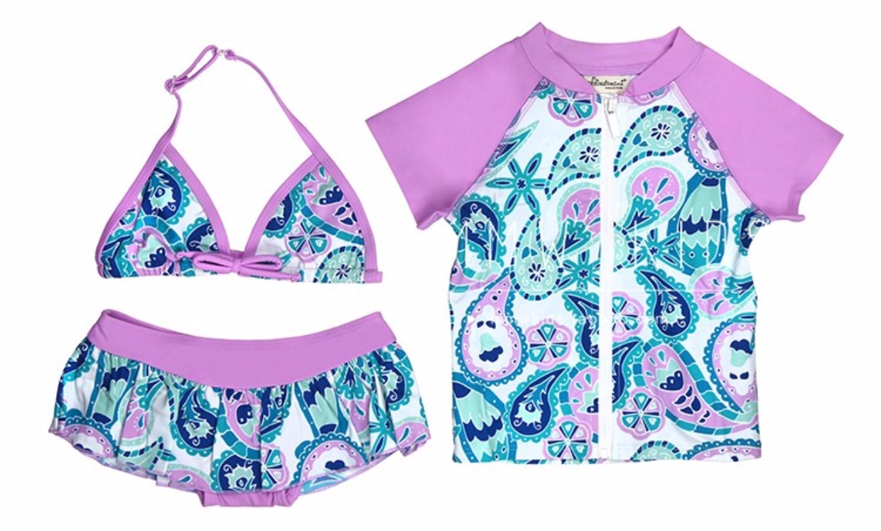 MMW KIDS 18 xuân hè mới cho bé gái thời trang siêu đẹp in áo tắm chống nắng UPF 50 + quần áo trẻ em