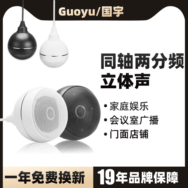Guoyu G-103 Ceiling Audio Ceiling Speaker Background Music Constant Voltage Amplifier Coaxial Hanging Ball Speaker Hanging Type