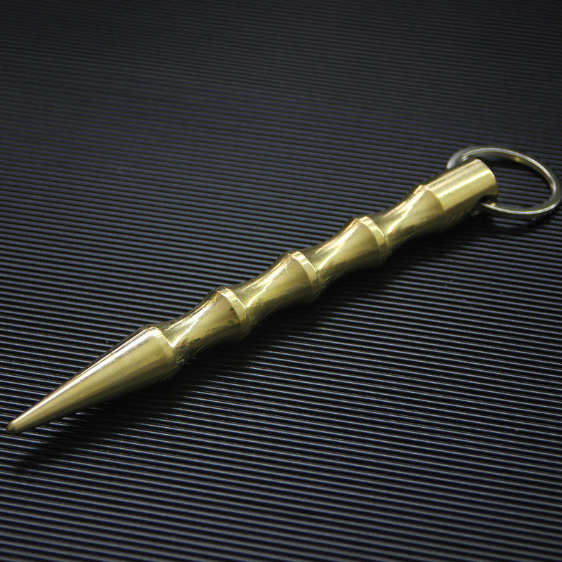 Handmade brass cool sticks pure hand polished pure copper K stick bamboo stick stick stick paste play defensive broken window outdoor tools