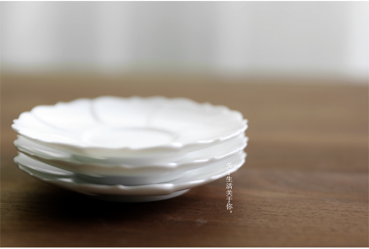 Giới thiệu về cuộc sống về bạn Coaster gốm sứ phong cách Nhật Bản Sản phẩm gốm giữ cốc trà trắng Kung Fu bộ tách trà cách nhiệt bộ ấm trà đạo
