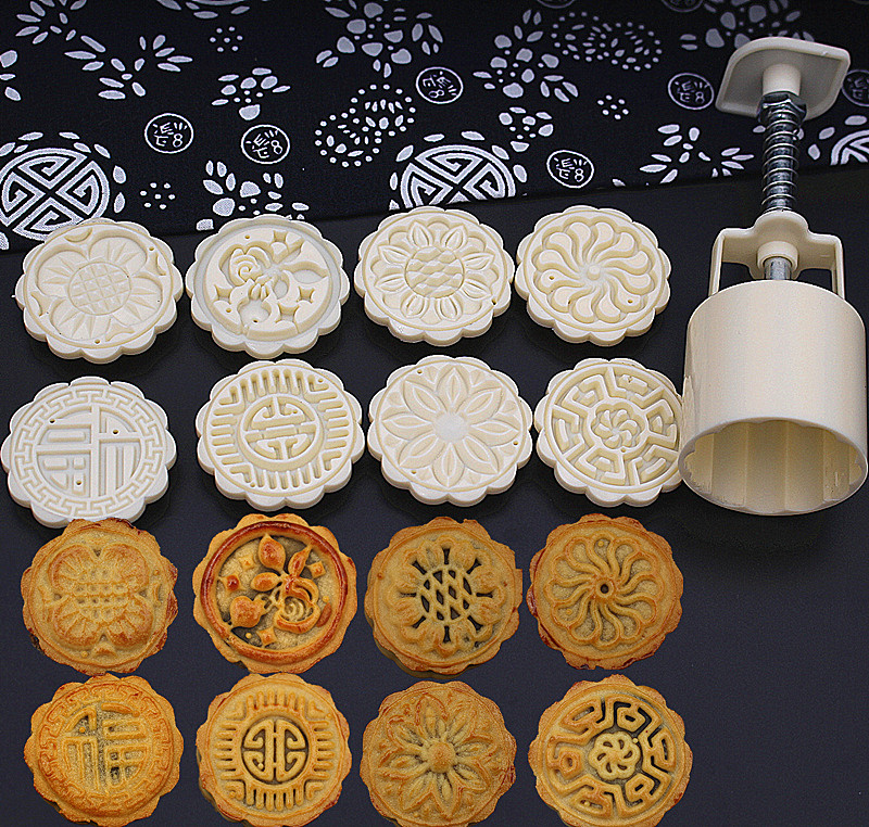 Khuôn trung thu Trung thu Khuôn ép tay Làm bánh Ice Moondding Khuôn gia dụng nổi Bánh ngọt Mung Bánh Khuôn - Tự làm khuôn nướng khuôn làm bánh bao