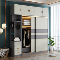 Sliding door wardrobe light luxury modern simple home storage combination wardrobe small apartment bedroom glass wading door wardrobe