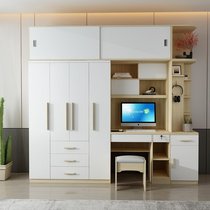 Desktop computer desk with wardrobe bookshelf integrated wardrobe with dresser bookcase multifunctional one-piece desk cabinet combination