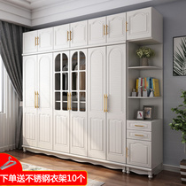 American wardrobe modern simple bedroom cabinet four five six doors solid wood assembly plate type large wardrobe storage composition