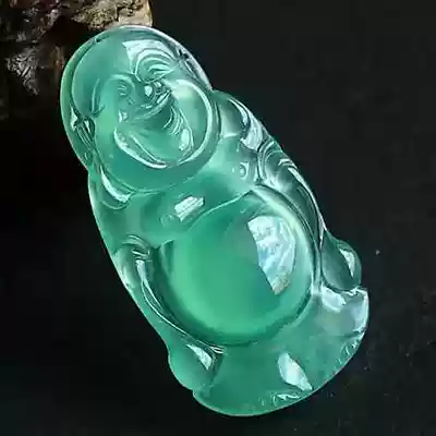 Myanmar natural jadeite A cargo Old Pit Ice species new green water Wood Najinchunmei station Buddha naked 37 25*19 98*5 82