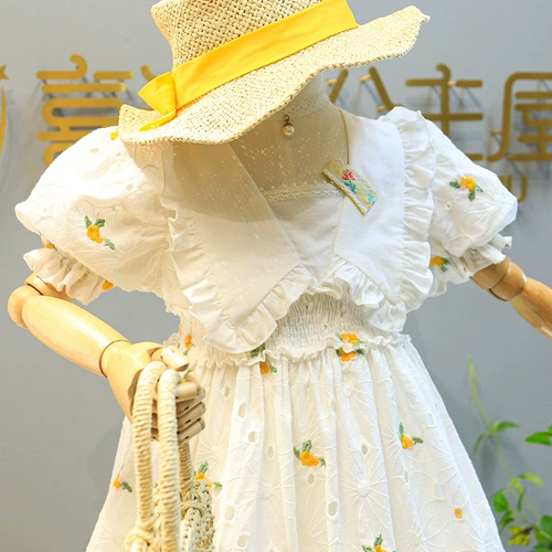 Платье, юбка, летняя одежда, детский наряд маленькой принцессы, с вышивкой